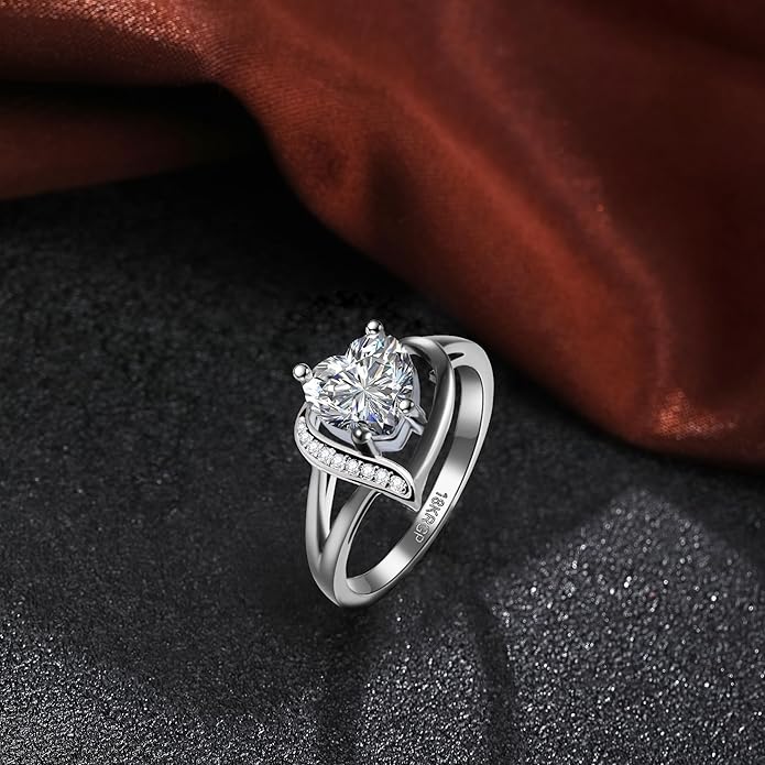 Engagement Rings for Women AAA+ Heart Cubic Zirconia Promise Rings for Her Valentines Day Gifts Womens Rings Black Gold Gothic Rings Promis Ring Wedding Rings Statement Rings for Women