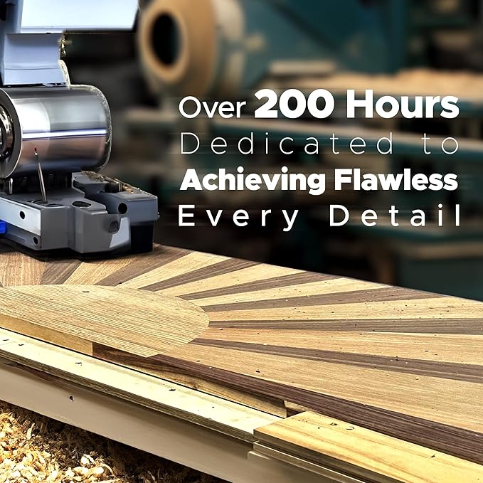 Sunset Deluxe Solid Acacia Wood King Size Platform Bed Frame with Tall Headboard, Mid-Century & Art Deco Design, No Box Spring Needed, Strong Wood Slat Support, Easy Assembly, Walnut