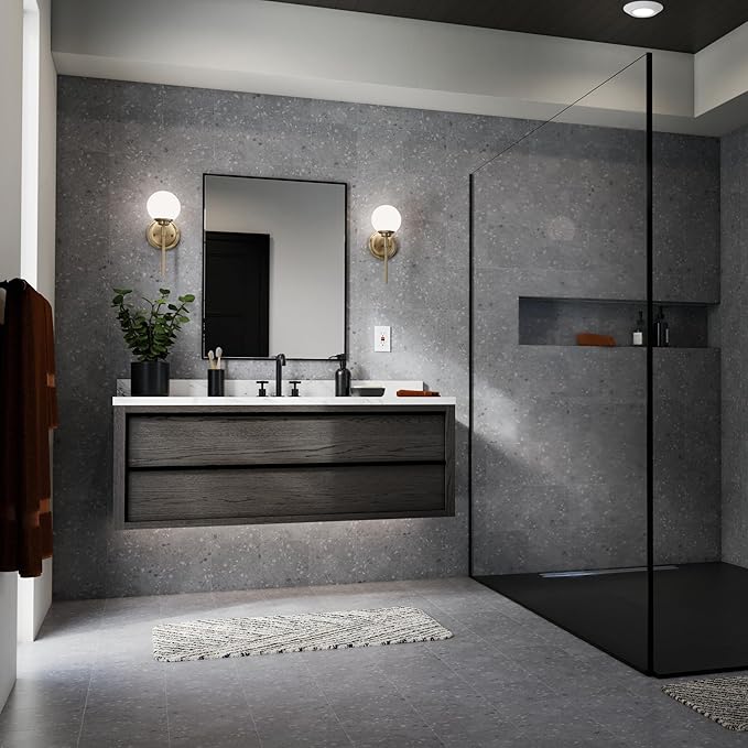 Kichler Benno 1-Light Wall Sconce, Modern Light with Opal Glass in Champagne Bronze, for Bathroom, Powder Room, Kitchen, Bedroom, or Hallway (13.75" x 5.25"), 55170CPZ