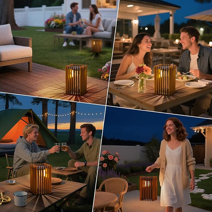 2-Pack Solar Lanterns Outdoor Hanging Portable Table Top Decorative Lamp DIY Lantern Lights Water-Resistant for Outside Patio Yard Garden Porch