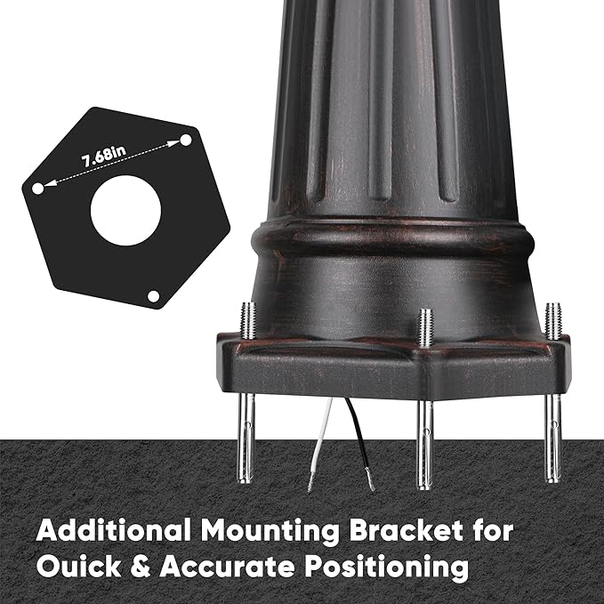 Dusk to Dawn Outdoor Lamp Post Light with 3 LED Bulbs, Triple Head Aluminum Street Light Post for Outside with Sensor, Waterproof Birdcage Pole Lighting Fixture for Backyard Garden Patio Bronze