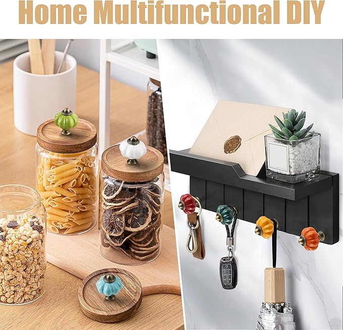 Orange Pumpkin Knobs 6 Pack Ceramic Cabinet Knobs Vintage Drawer Pulls - Antique Dresser Pulls with Screws for Closet Drawer Cupboard Cabinet and DIY Home Project