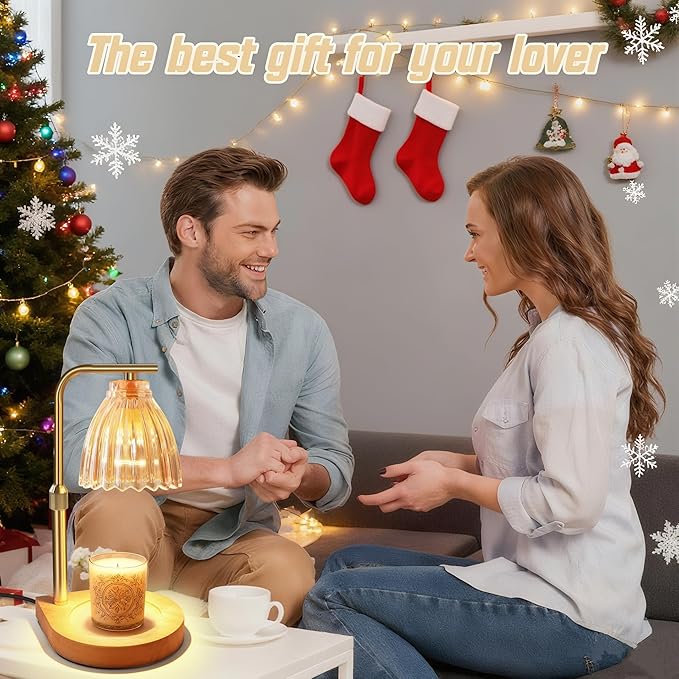 Candle Warmer Lamp with Timer & Dimmer, Height Adjustable Wax Melting Lamp with 2 Bulbs, Safe Flameless Candle Warmer for Home Decorat,Relax Gift for Wife, Mom, or Girlfriend, Congratulations Gifts