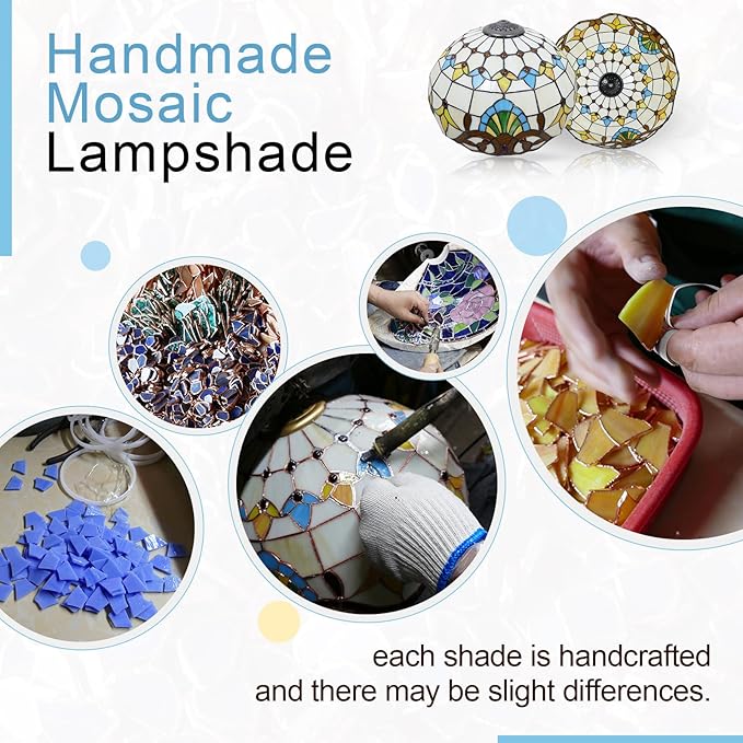 Tiffany Pendant Light Stained Glass Chandelier Victorian Hanging Lighting Fixture for Dining Living Room Kitchen Island Study Hallway,15 inch