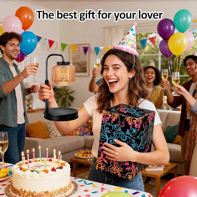 Candle Warmer Lamp with Timer & Dimmer, Height Adjustable Wax Melting Lamp with 2 Bulbs, Safe Flameless Candle Warmer for Home Decorat,Relax Gift for Wife, Mom, or Girlfriend, Congratulations Gifts