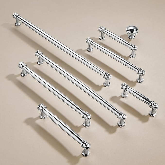 5 Pack 1-1/4 Inch Round Polished Chrome Zinc Kitchen Cabinet Knobs and Drawer Pulls for Cabinets and Dressers