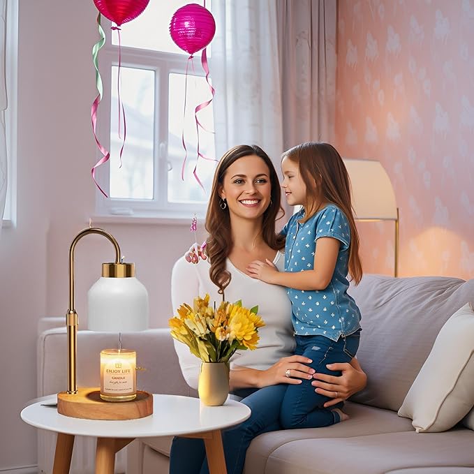 Candle Warmer Lamp with Dimmer Adjustable Height,Christmas Gifts and Birthday Gifts for Women,2/4/8H Timer,Vintage Home Decor for Scented Jar