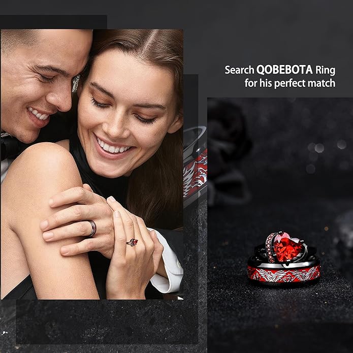 Engagement Rings for Women AAA+ Heart Cubic Zirconia Promise Rings for Her Valentines Day Gifts Womens Rings Black Gold Gothic Rings Promis Ring Wedding Rings Statement Rings for Women