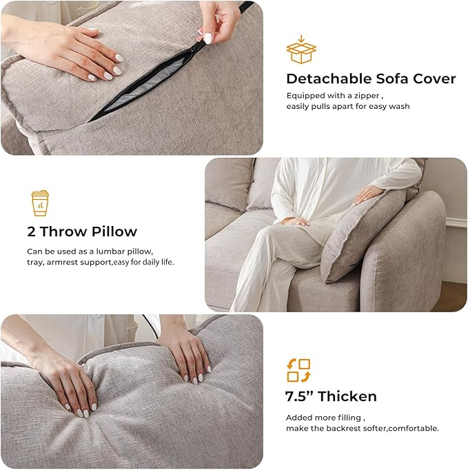 Oversized Accent Chair with Ottoman,All Seats Storage,Comfy Armchair,24.5'' Deep Seat,Upholstered Living Room Chairs,Reading Chair,Lounge Chair for Bedroom,Office,Chenille,Khaki