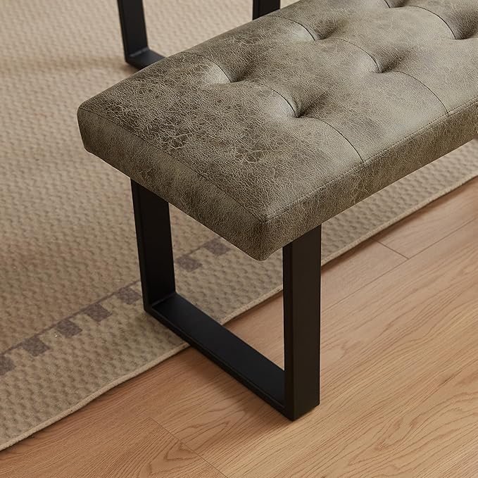 Modern L-Shaped Dining Bench, Vintage Fabric Upholstered Corner Sofa with Metal Legs for Kitchen Nook, Living Room, Dining Room (Brown)