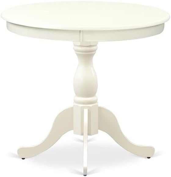 BOWERY HILL Traditional Antique Wood Dining Table with Pedestal Legs in White