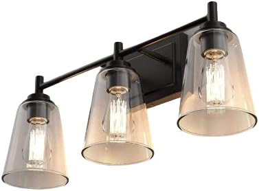 LEDMyplace 3-Lights Bathroom Vanity Light Over Mirror, Modern Wall Lights for Living Room, Bedroom, Bedroom Clear Glass Shade Oil Rubbed Bronze Finish Indoor E26 Base Decorative Wall Lamp
