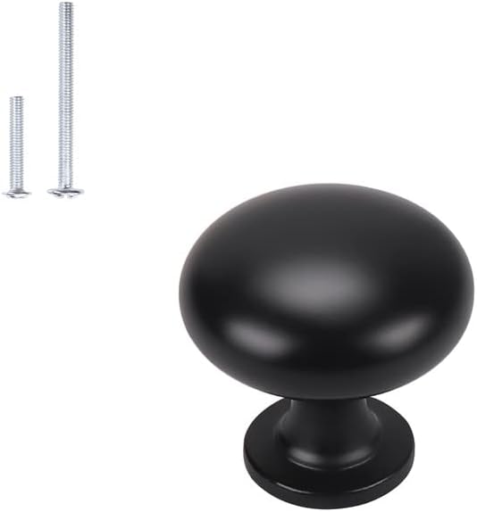 1 Pack Black Cabinet Knobs,Matte Black Drawer Knobs Dresser Knobs,Solid Round Kitchen Cabinet Pulls for Dresser Drawers,1-3/16 Inch(29.5mm) Drawer Pulls