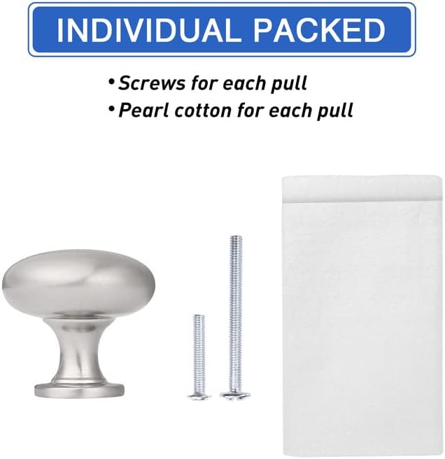 1 Pack Brushed Nickel Cabinet Knobs,Satin Nickel Drawer Knobs Dresser Knobs,Solid Round Kitchen Cabinet Pulls for Dresser Drawers,1-3/16 Inch(29.5mm) Drawer Pulls
