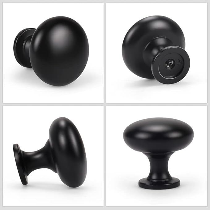 1 Pack Black Cabinet Knobs,Matte Black Drawer Knobs Dresser Knobs,Solid Round Kitchen Cabinet Pulls for Dresser Drawers,1-3/16 Inch(29.5mm) Drawer Pulls