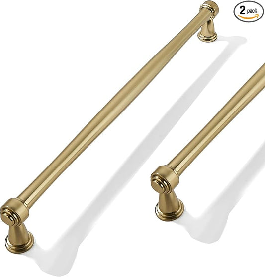 2 Pack 10inch(256mm) Center to Center Champagne Bronze Cabinet Pulls Champagne Brass Handles for Cabinets Cupboard Solid Heavy Duty Drawer Handles Dressers Kitchens bedrooms