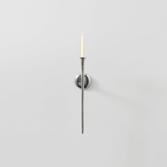 One Piece Aspar Wall Sconce, Modern Candle Holder with Elegant Hook Design, Versatile Decorative Lighting for Indoor Wall Decor and Ambiance Setting, Silver (Candle Not Included)