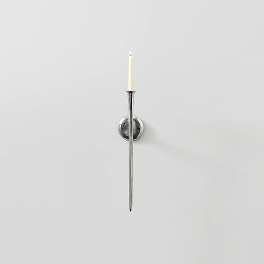 One Piece Aspar Wall Sconce, Modern Candle Holder with Elegant Hook Design, Versatile Decorative Lighting for Indoor Wall Decor and Ambiance Setting, Silver (Candle Not Included)