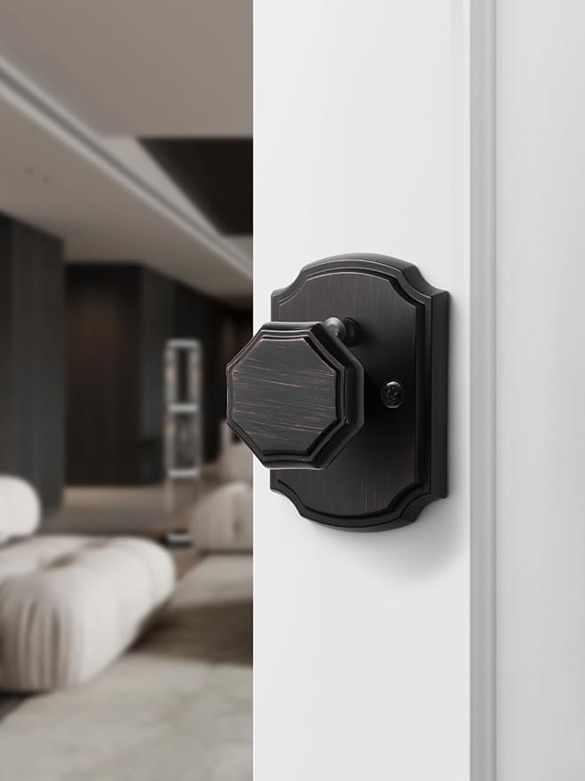 1 Pack Oil Rubbed Bronze Door Knobs Interior Privacy Door Knob Antique Door Knobs for Bedroom and Bathroom,Zinc Alloy