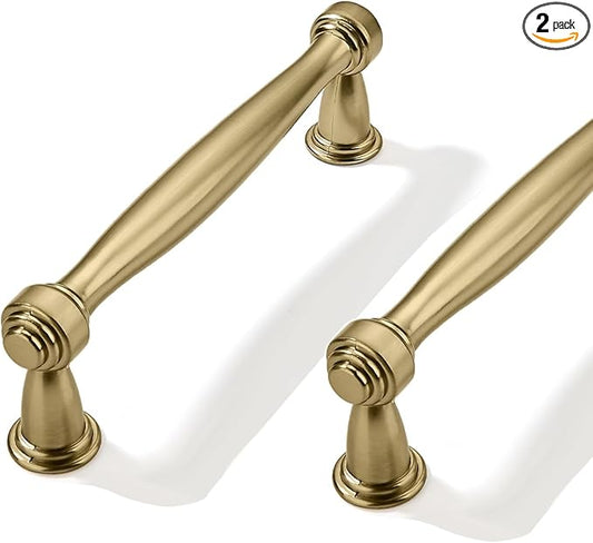 2 Pack 3inch(76mm) Center to Center Champagne Bronze Cabinet Pulls Champagne Brass Handles for Cabinets Cupboard Solid Heavy Duty Drawer Handles Dressers Kitchens bedrooms