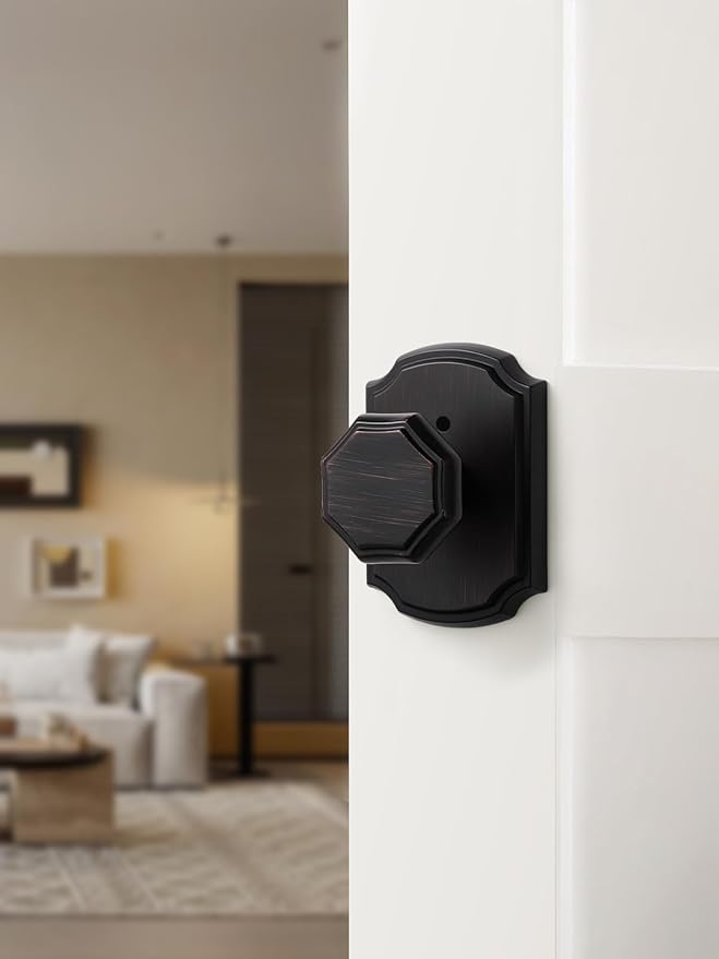 1 Pack Oil Rubbed Bronze Door Knobs Interior Privacy Door Knob Antique Door Knobs for Bedroom and Bathroom,Zinc Alloy