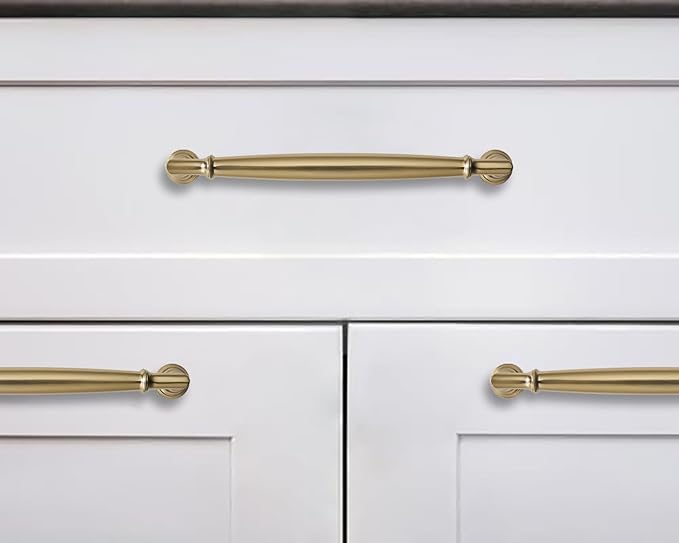 khtumeware 5 Pack 5 Inch(128mm) Champagne Bronze Cabinet Pulls Heavy Duty Solid Satin Brass Cabinet Handles Kitchen Cabinet Hardware for Cupboard Drawer Handles Dresser Pulls