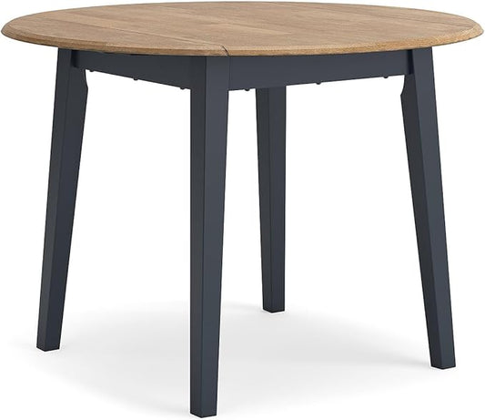 Signature Design by Ashley Gesthaven Modern Dining Drop Leaf Table with 4 Legs, Light Brown & Blue