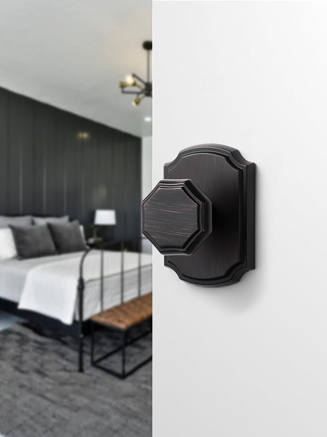 1 Pack Oil Rubbed Bronze Knobs Passage Door Knobs Interior Door Knob for Hall and Closet,Zinc Alloy