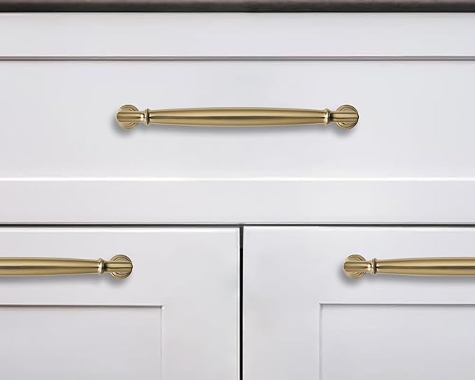 khtumeware 2 Pack 6-5/16 Inch(160mm) Champagne Bronze Cabinet Pulls Heavy Duty Solid Satin Brass Cabinet Handles Kitchen Antique Cabinet Hardware for Cupboard Drawer Handles