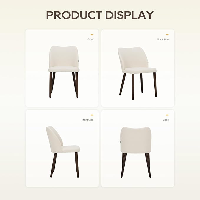 Wooden Dining Chairs Set of 4, Upholstered Kitchen Dining Room Chair, Modern Fabric Farmhouse Dinner Chair for Restaurant & Cafe, Beige