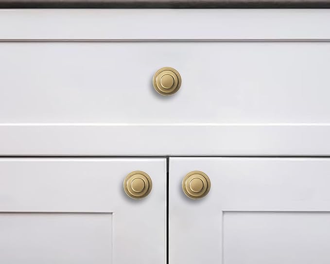 khtumeware 10 Pack 1-1/4 Inch(32mm) Champagne Bronze Round Cabinet Knobs Heavy Duty Soild Satin Brass Cabinet Knobs Kitchen Cabinet Hardware for Cupboard Drawer Handles Dresser Pulls