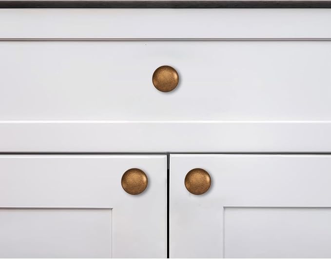 khtumeware 2 Pack 1-1/2 inch Bifold Closet Door Knobs Antique Brass Cabinet Knobs Made of Zinc Alloy Suitable for Kitchen Cabinets/Bathroom Cabinets/Bedroom Furniture Includes Installation Screws