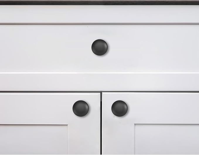 khtumeware 2 Pack 1-1/2 inch Bifold Closet Door Knobs Matte Black Cabinet Knobs Made of Zinc Alloy Suitable for Kitchen Cabinets/Bathroom Cabinets/Bedroom Furniture Includes Installation Screws