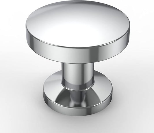 Asidrama 30 Pack Polished Chrome Cabinet Knobs, Zinc Material, for Kitchen Cabinets, Drawers, Dressers - 1.2inch Diameter, 28mm Height