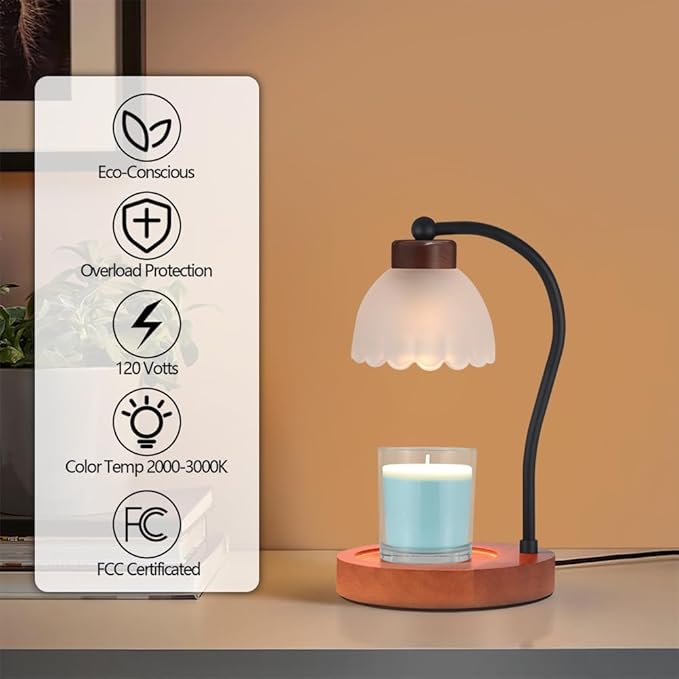 mocosa Electric Candle Warmer with 2 Bulbs Wax Warmer for Jars of Yankee Candles Adjustable Light for House Warming Odour Removal and Home Decoration Candle lamp (B-White Glass)