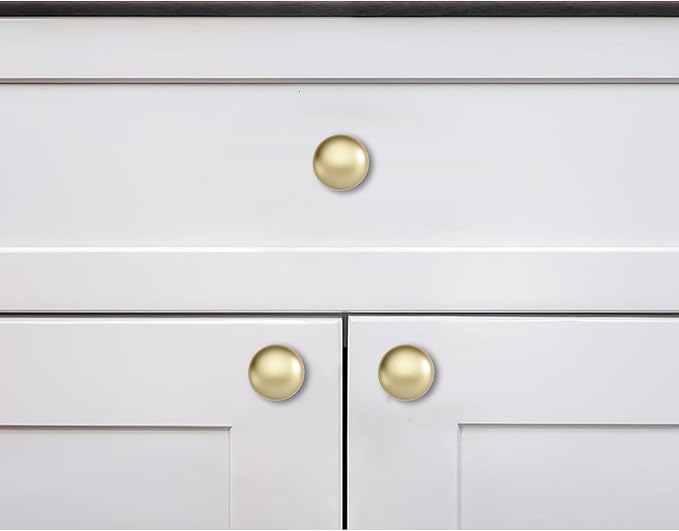 khtumeware 2 Pack 1-1/2 inch Bifold Closet Door Knobs Brushed Gold Cabinet Knobs Made of Zinc Alloy Suitable for Kitchen Cabinets/Bathroom Cabinets/Bedroom Furniture Includes Installation Screws