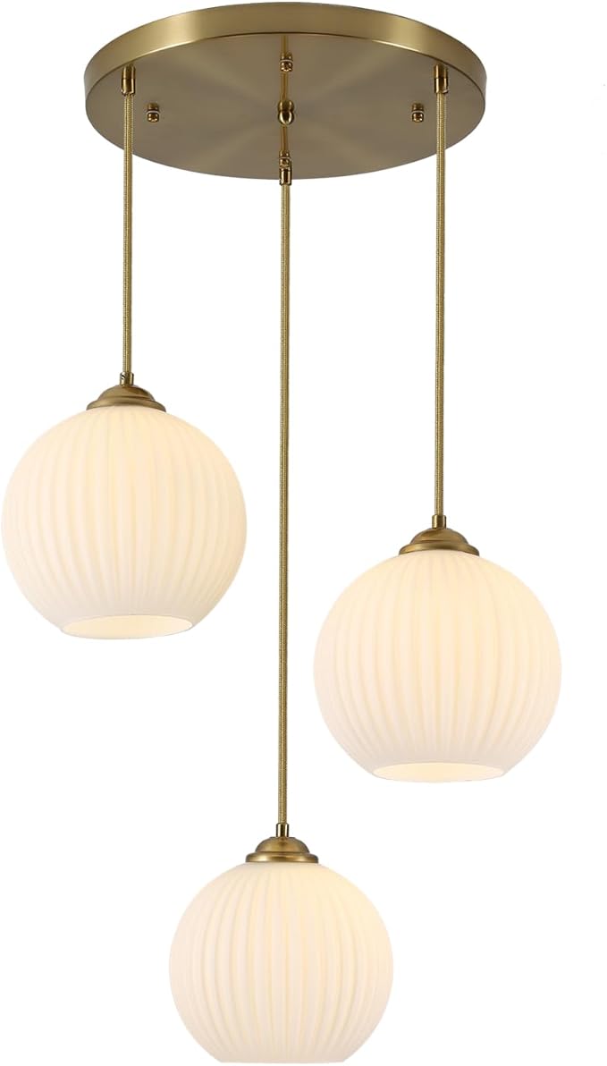 3 Light Pendant Lighting Milk Glass Chandelier Gold Cluster Pendant Light Fixture Vintage Chandelier White Glass Globe Pendant Lights Kitchen Island