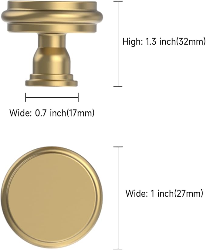Asidrama 10 Pack Champagne Bronze Cabinet Knobs Kitchen Cabinet Pulls Champagne Zinc Hardware for Dresser Drawers