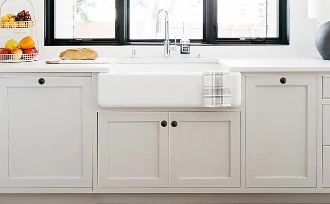 khtmeware 2 Pack 1-1/4 Inch Soild Matte Black Cabinet Knobs Bi-Fold Door Knobs Large Heavy Duty Ball Kitchen Cabinet Hardware Drawer Knobs Pulls for Drawers.