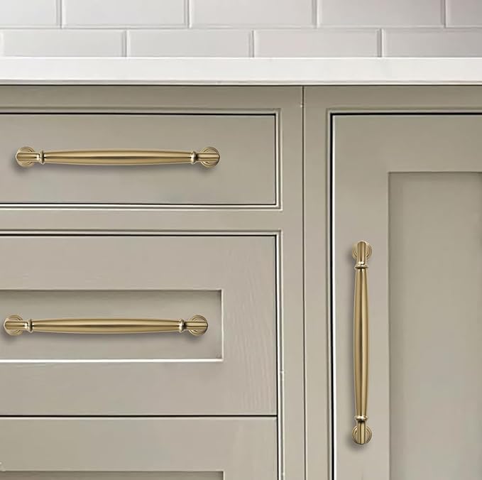 khtumeware 10 Pack 5 Inch(128mm) Champagne Bronze Cabinet Pulls Heavy Duty Solid Satin Brass Cabinet Handles Kitchen Cabinet Hardware for Cupboard Drawer Handles Dresser Pulls