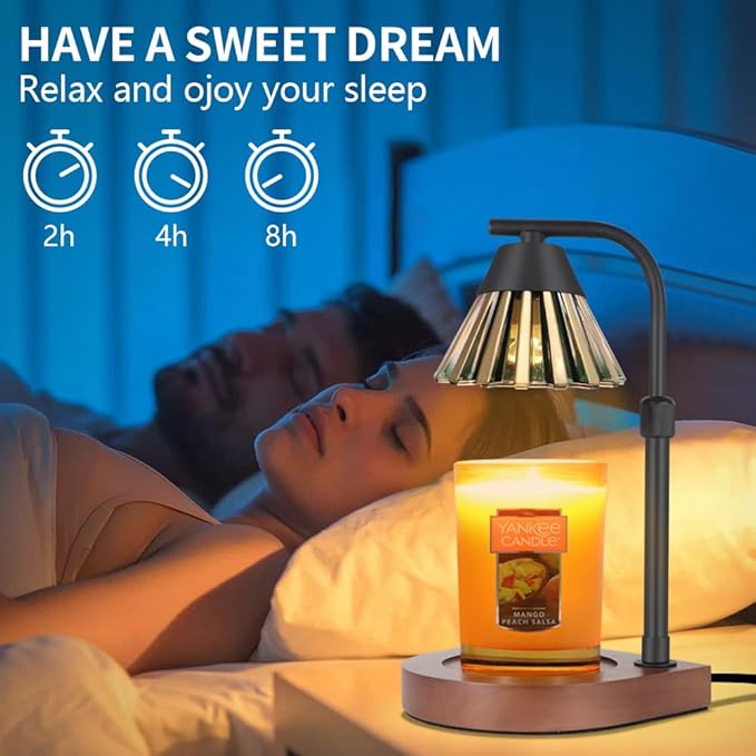 Dimmer Candle Warmer Lamp with Timer, Adjustable Height Farmhouse Electric Wax Melt for Jar Candles, Home Decor Thanksgiving Christmas Day Gifts for Grandma Mom Women (Golden Green)