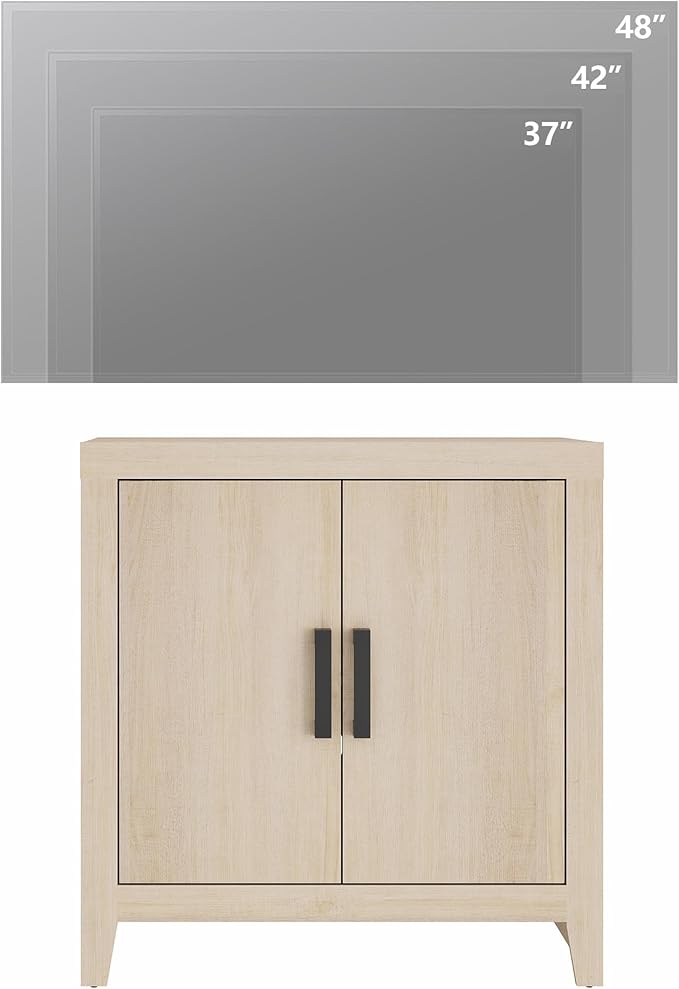 WAMPAT Farmhouse TV Stand with Storage Cabinet for TVs up to 50 Inch, Rustic Entertainment Center with Doors & Shelves, Media Console Table for Living Room, Bedroom, or Office, Beige