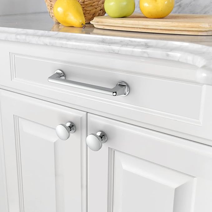 Asidrama 30 Pack Polished Chrome Cabinet Knobs, Zinc Material, for Kitchen Cabinets, Drawers, Dressers - 1.2inch Diameter, 28mm Height