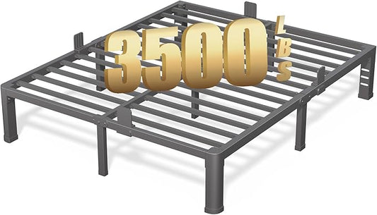 FUIOBYVV 12 Inch Full Bed Frame with Rounded Corner and Headboard Hole Mattress Retainers 3500 LBS Metal Heavy Duty Steel Slats Support No Box Spring Needed Platform Noise Free Easy Assembly