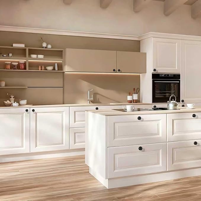 2 Pack 1-1/4 inch Kitchen Cabinet Knobs - Matte Black Zinc Round Knobs and Drawer Pulls for Cabinets and Dressers