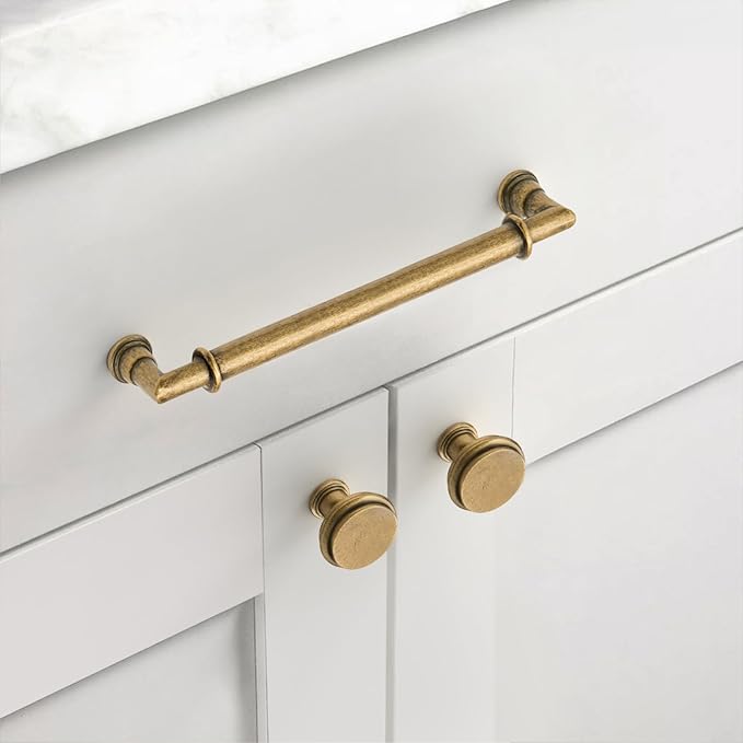 Asidrama 10 Pack 10 Inch(254mm) Brushed Antique Brass Kitchen Cabinet Handles, Cabinet Pulls Kitchen Cabinet Hardware for Cupboard Drawer Pulls 2281