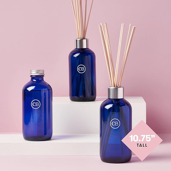 Capri Blue Aloha Orchid Reed Diffuser Set - Includes Reed Diffuser Sticks, Fragrance Oil, and Glass Bottle - Luxury Scented Room Fresheners - Cobalt Blue (8 fl oz)