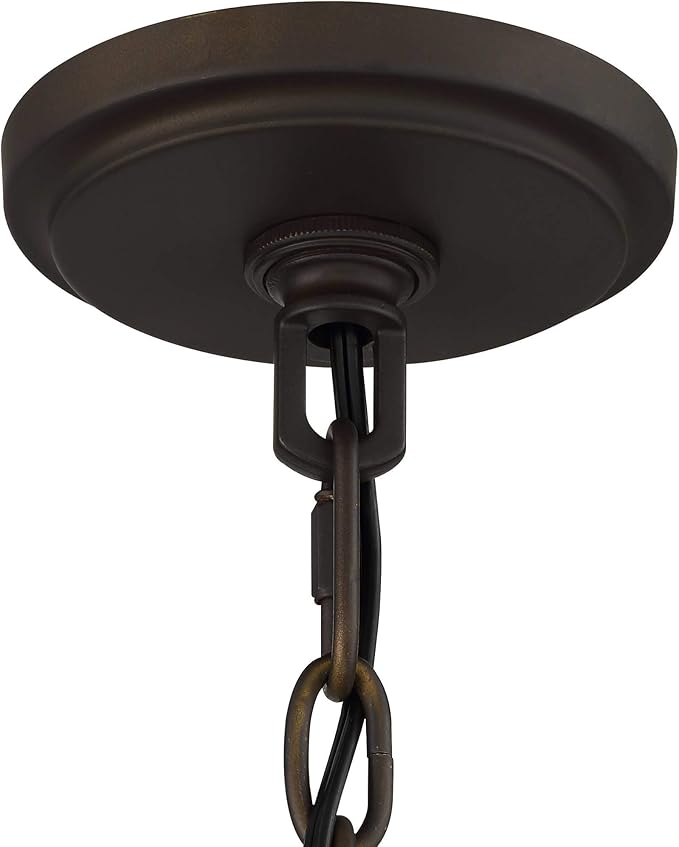 Possini Euro Design Bronze Pendant Light - 4 Light, Clear Waterglass Drum Shade, Bronze Brass Rustic Modern Pendant Light for Kitchen Islands, Dining Rooms, and Living Rooms - 19" Wide, 18 1/4" High