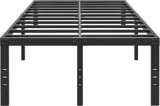 20 Inch Full Size Bed Frame, No Box Spring Needed, Heavy Duty Black Metal Platform Mattress Foundation with Steel Slats, Non-Slip Noise Free Easy Assembly, Large Storage
