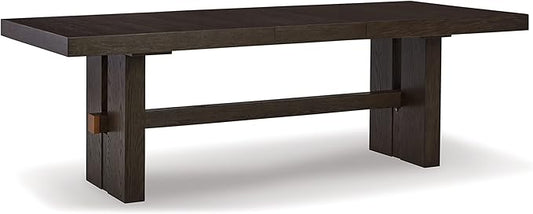 Signature Design by Ashley Burkhaus Rectangle Dining Room Extension Table, Removable Center Leaf, Seats up to 8, Wood, 40" W x 90" D x 30.25" H, Dark Brown